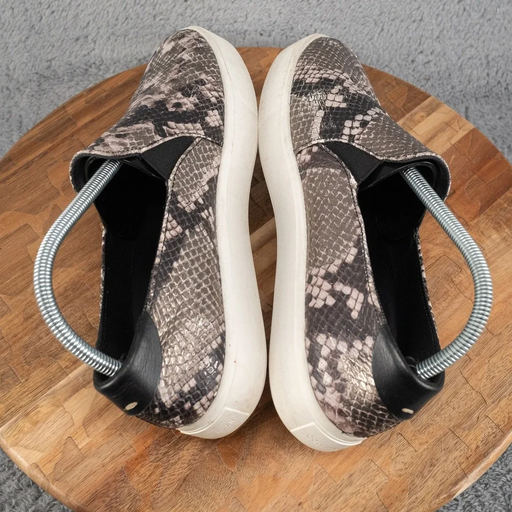 Cole Haan W19258 Womens Grand Series Slip On Shoes Sneakers Gray Snake 9.5‎ B